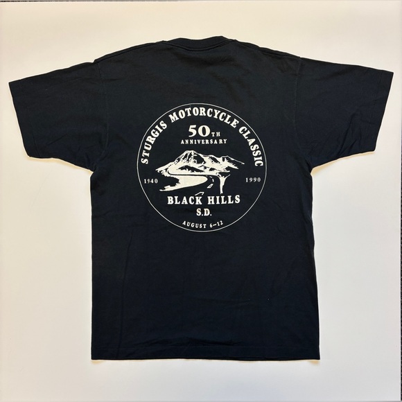 Vintage 1990 Sturgis Motor Classic Black Graphic Tee - Picture 2 of 5